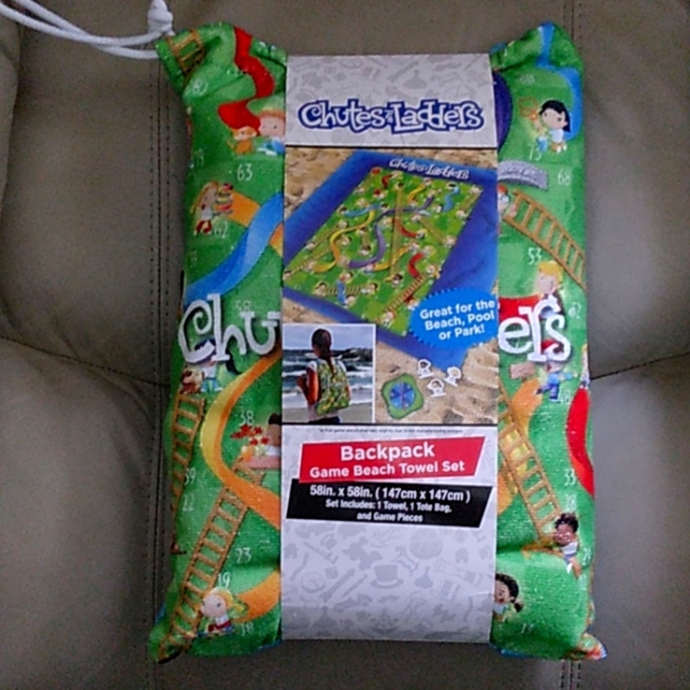 NWT CHUTES AND LADDERS BACKPACK GAME BEACH TOWEL SET & JANLYNN-BIRD QUILT BLOCKS